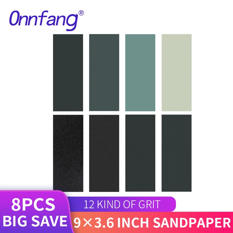 

Onnfang 8pcs/packs Water Dry Sandpaper 9x3.6inches Grit Waterproof Sandpaper Metal Wood Polishing Sanding Paper Abrasive Tools