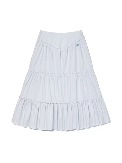 Blusa de chiffon de seda brilhante renda guarnição plissada f saia longa dring vestido feminino coreano sle casual solto ajuste saia linha a
