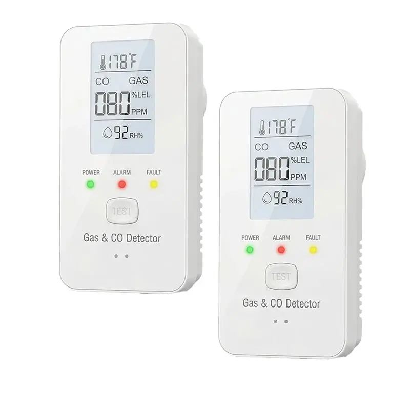 

A23P Multi Functional Temp& Humidity Monitor, 2 Pack 4 In 1 Detector,LCD Display, 85Db, For Home, RV, Hotel, Kitchen, US Plug