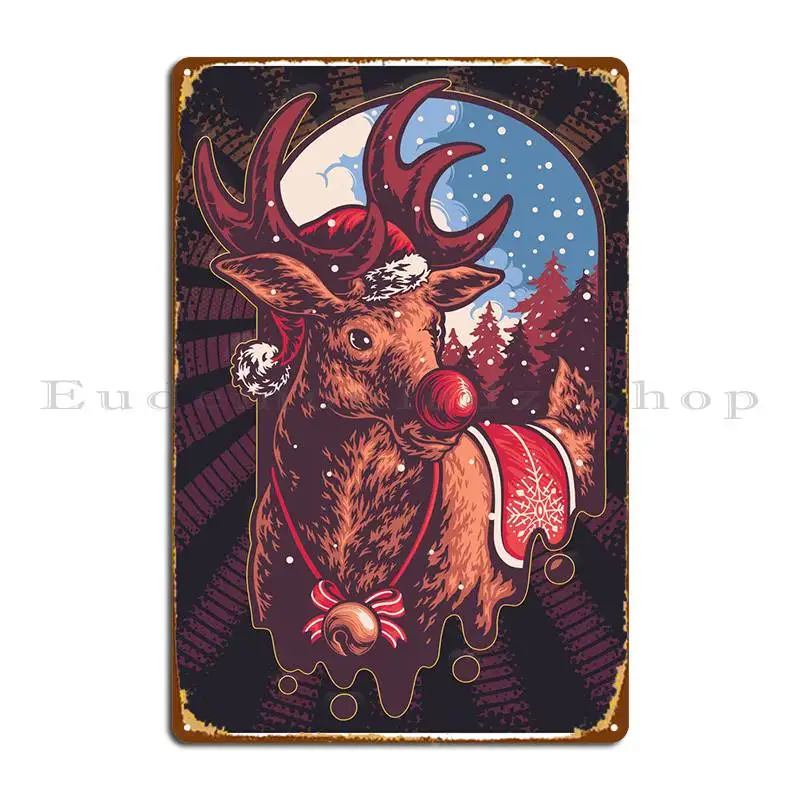 Christmas Deer Art Metal Plaque Poster Wall Mural Garage Designs Club Bar Pub Tin Sign Poster