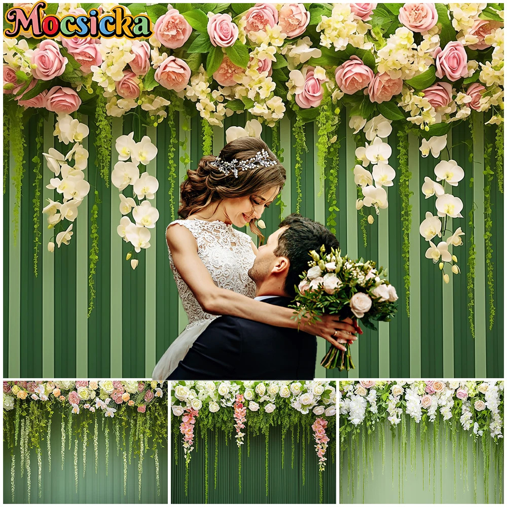 Mocsicka свадебный фон розово-зеленые цветы настенные украшения платья для беременных фотосессия весенний фон для студии съемки