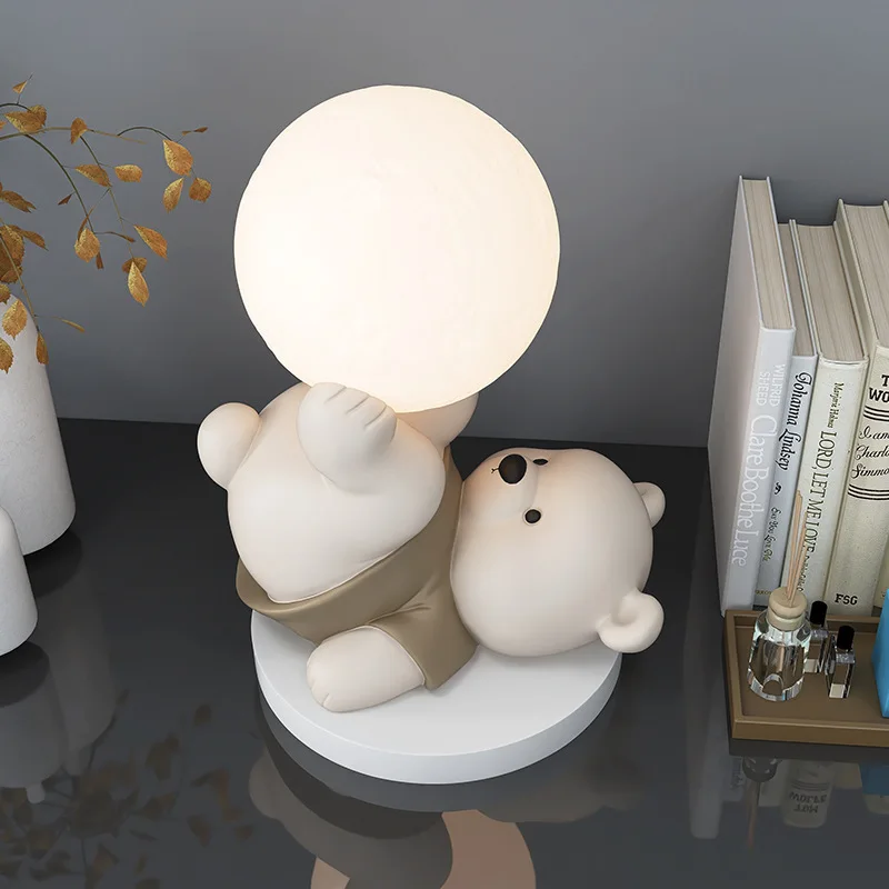Light Luxury Creative Cute Little Bear Footsteps Night Light Resin Decoration Home Decoration Birthday Gift Art Decoration
