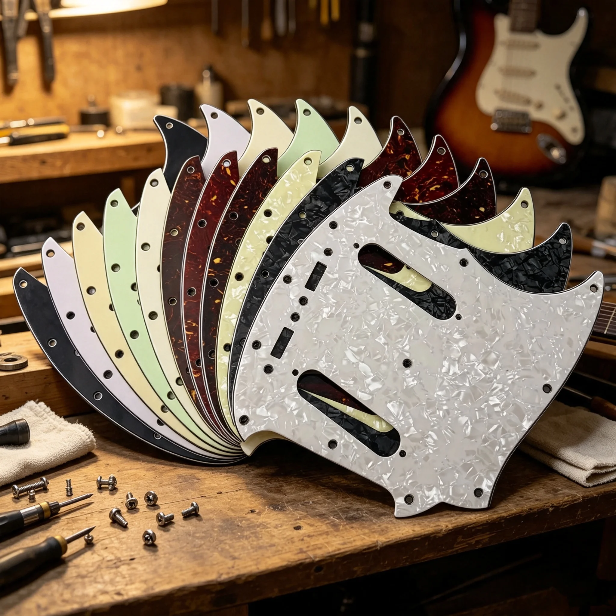 RUKOVA Retro Mustang SS Single Pickguard, 12 Screw Holes Shield Panel, Fits American Standard FD 60S Electric Guitar