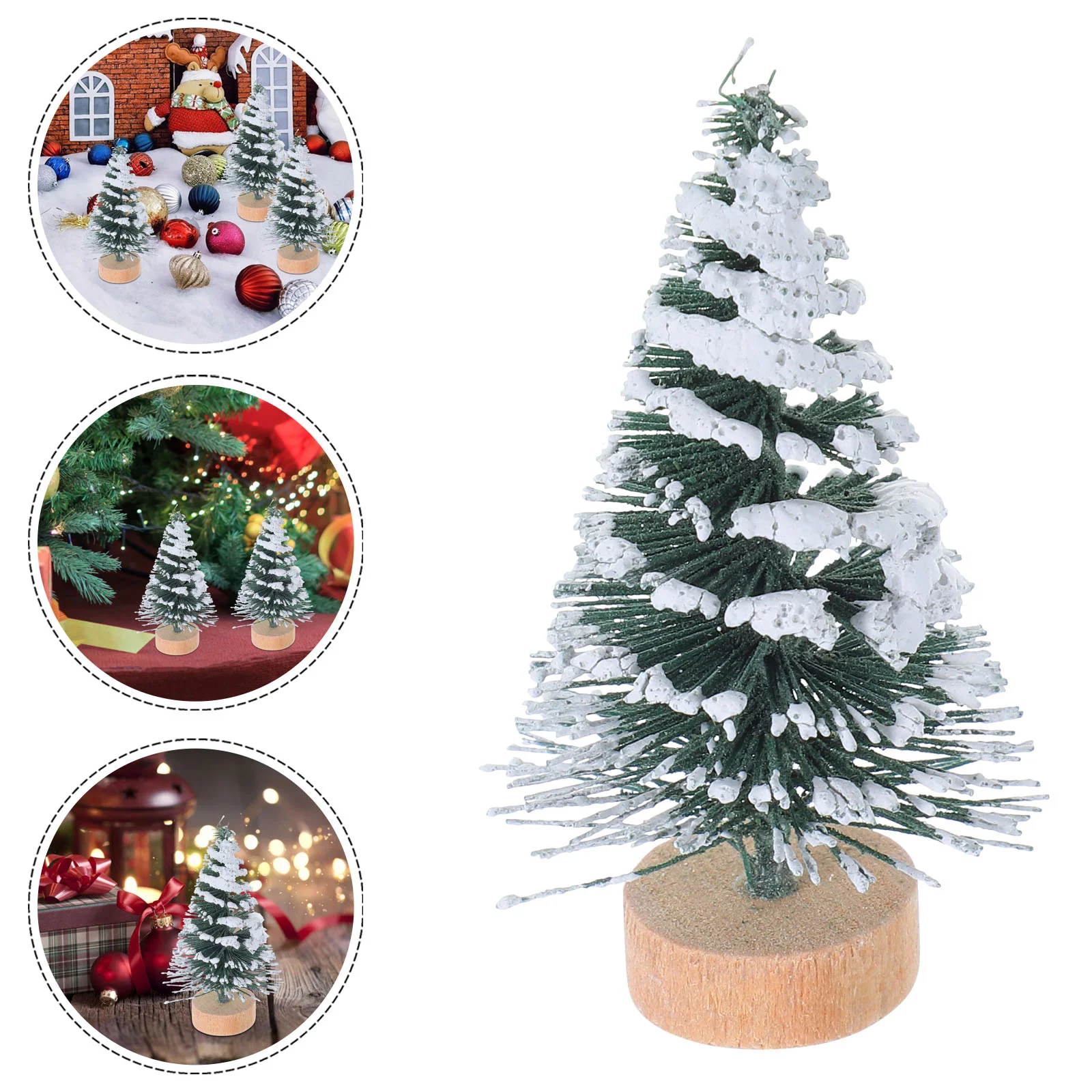 10 Pcs Coaster Office Halloween Outdoor Decorations Christmas Tree Mini Bamboo Desktop Gift