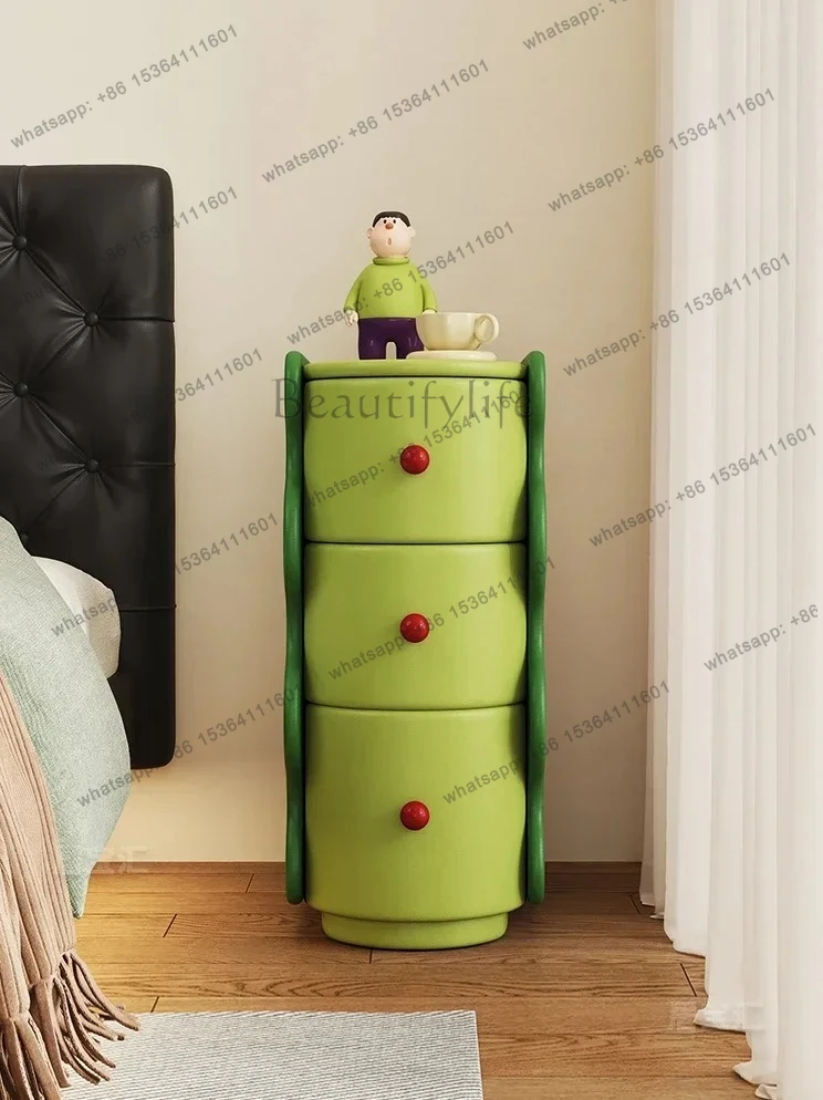 Ultra Narrow Bedside Table Gap Small Apartment Cute Personality Color Solid Wood Bedroom Bedside Cabinet