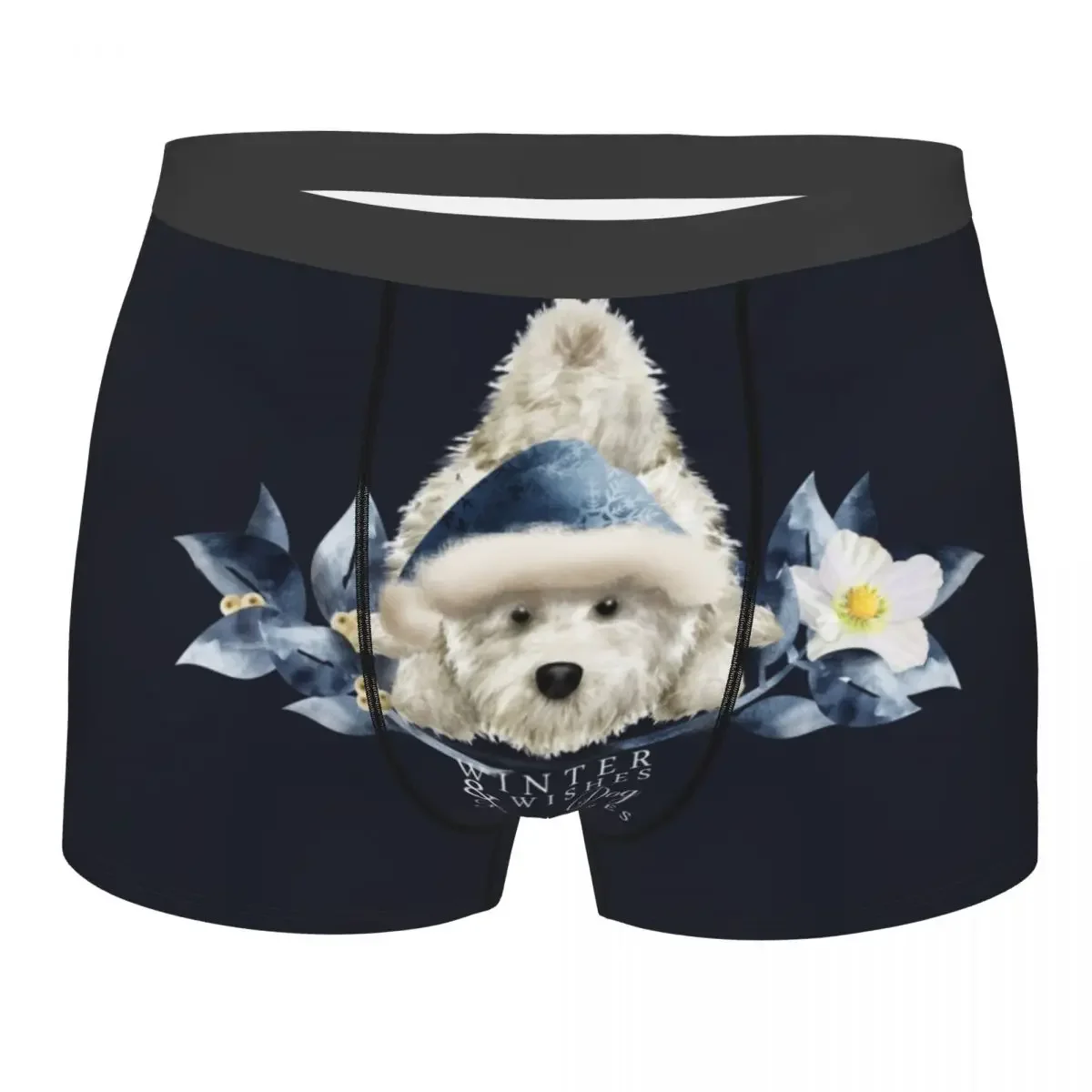 Cute Christmas Westie Underwear Men West Highland White Terrier Dog Boxer Briefs Shorts Panties Soft Underpants For Male