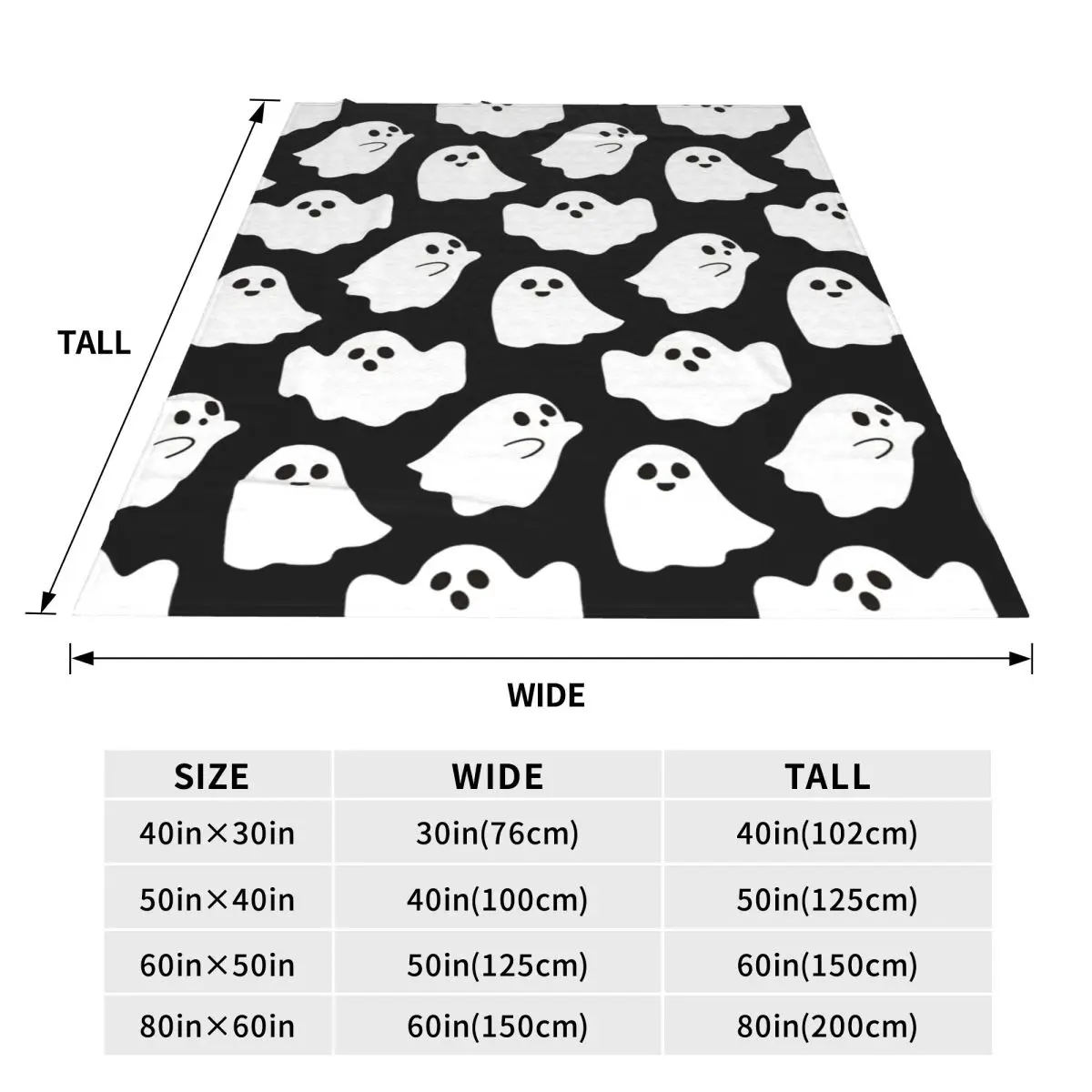 Spooky Ghost Halloween Cartoon Pattern Blankets Soft Warm Flannel Throw Blanket Bedding for Bed Travel Home Couch