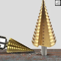 1Pcs 4-32/4-42 mm HSS Titanium Coated Step Drill Bit Drilling Power Tools Metal HighSpeed Steel Wood Hole Cutter Step Cone Drill