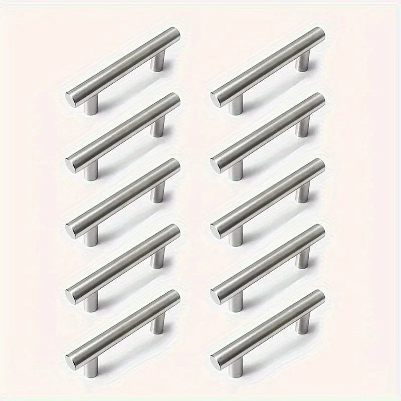 12 Pcs Modern Stainless Steel Cabinet Pulls Modern Arch Design Brushed Metal Furniture Drawer Pull Hardware Pulls Bar Handle
