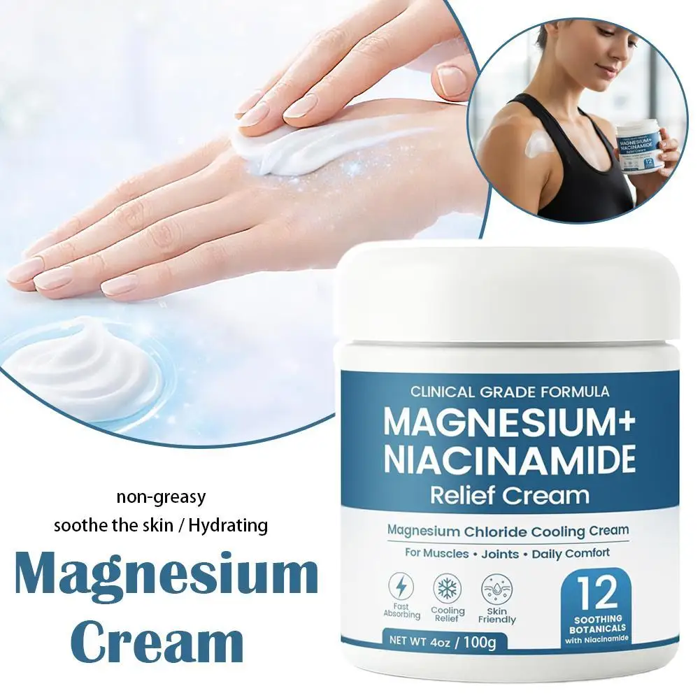 

100g Magnesium Niacinamide Relief Cream - Topical Magnesium Chloride Cream For Joints, Legs & Feet With Arnica & Boswellia