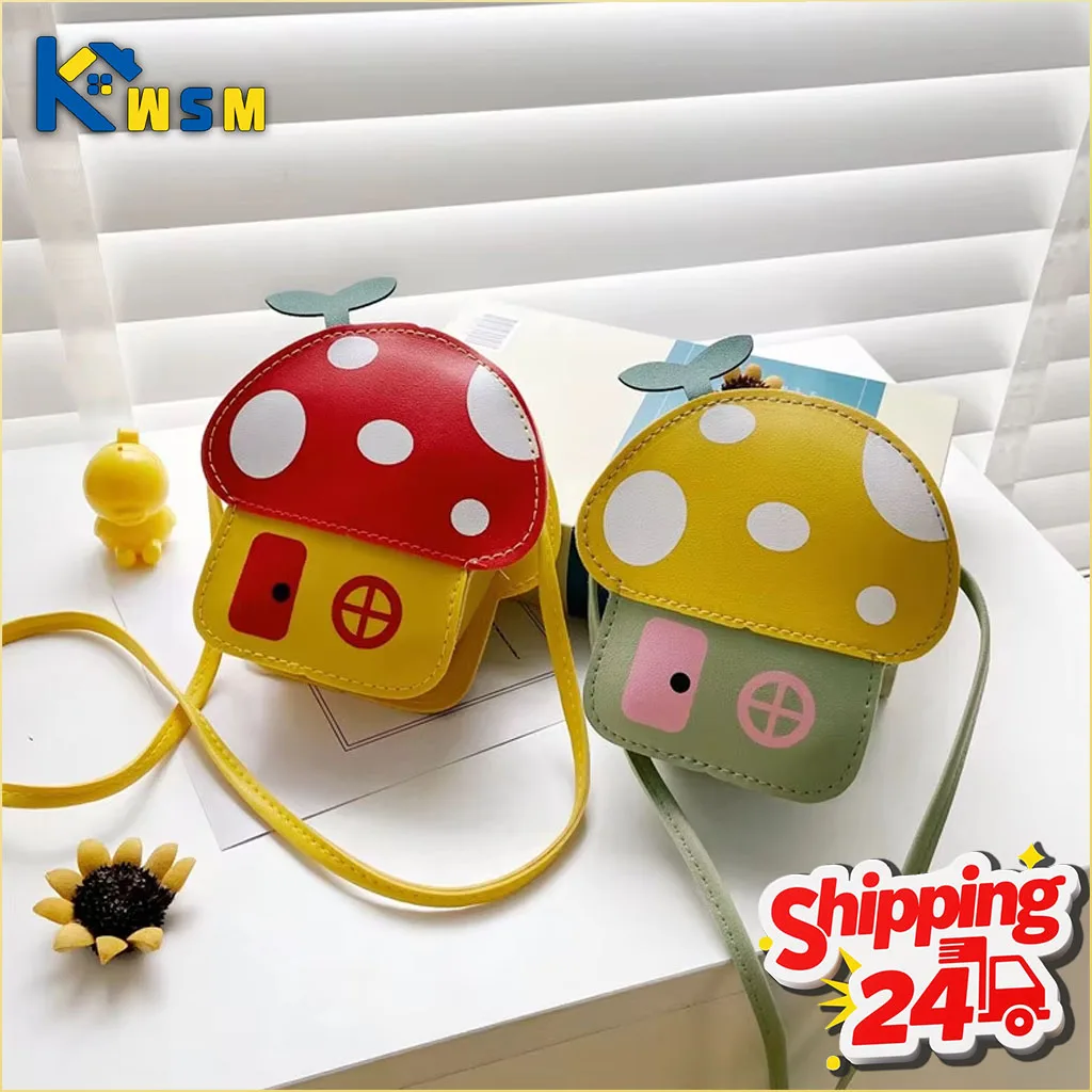 1-8 قطع الكرتون الاطفال حقيبة كروسبودي حقيبة رافعة للفتيات الفطر تصميم الكتف محفظة الأطفال المحفظة عارضة الكورية نمط حمل