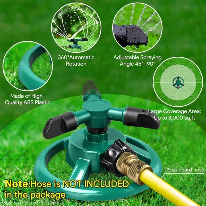 360 Degree Automatic Rotating Water Pipe Set Garden Lawn Sprinkler Gardening Yard Large Area Coverage Watering Irrigation Tools