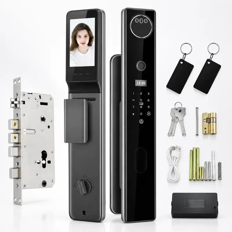 Tuya Smart Password Lock Face Recognition Fingerprint Door Lock APP Video Surveillance Temporary Multilingual