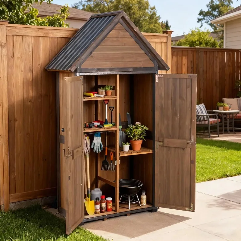 Sheds Outdoor Storage,Garden Shed with Metal Frame Structure and Adjustable Shelves,Large Capacity Storage Tool, Customized