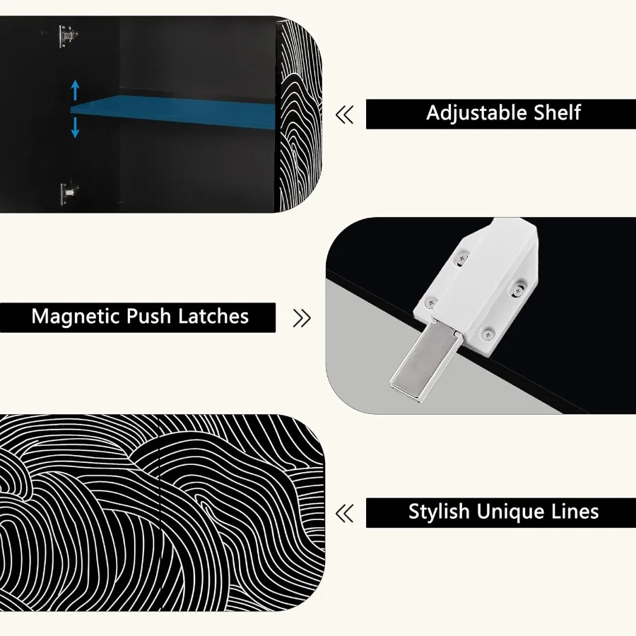 خزانة تخزين حديثة مكونة من قطعتين من خزانة جانبية للبوفيه مع رف قابل للتعديل وبابين وخزانة بيضاء لدخول المطبخ #6