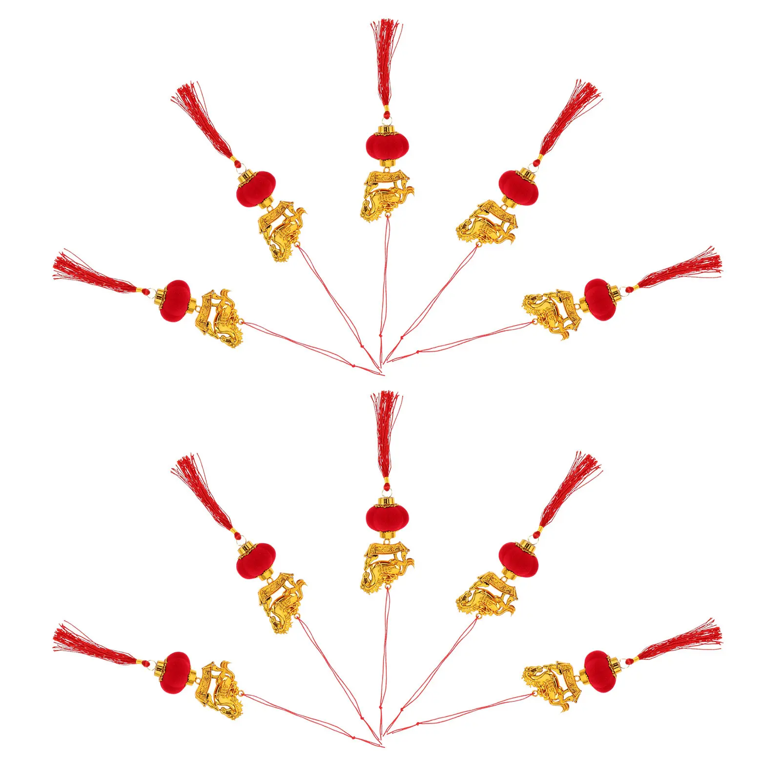 10Pcs Golden Chinese Zodiac Horse Charms Spring Festival Hanging Ornaments Lunar New Year Tree Decoration Prosperity Pendant Set view 3
