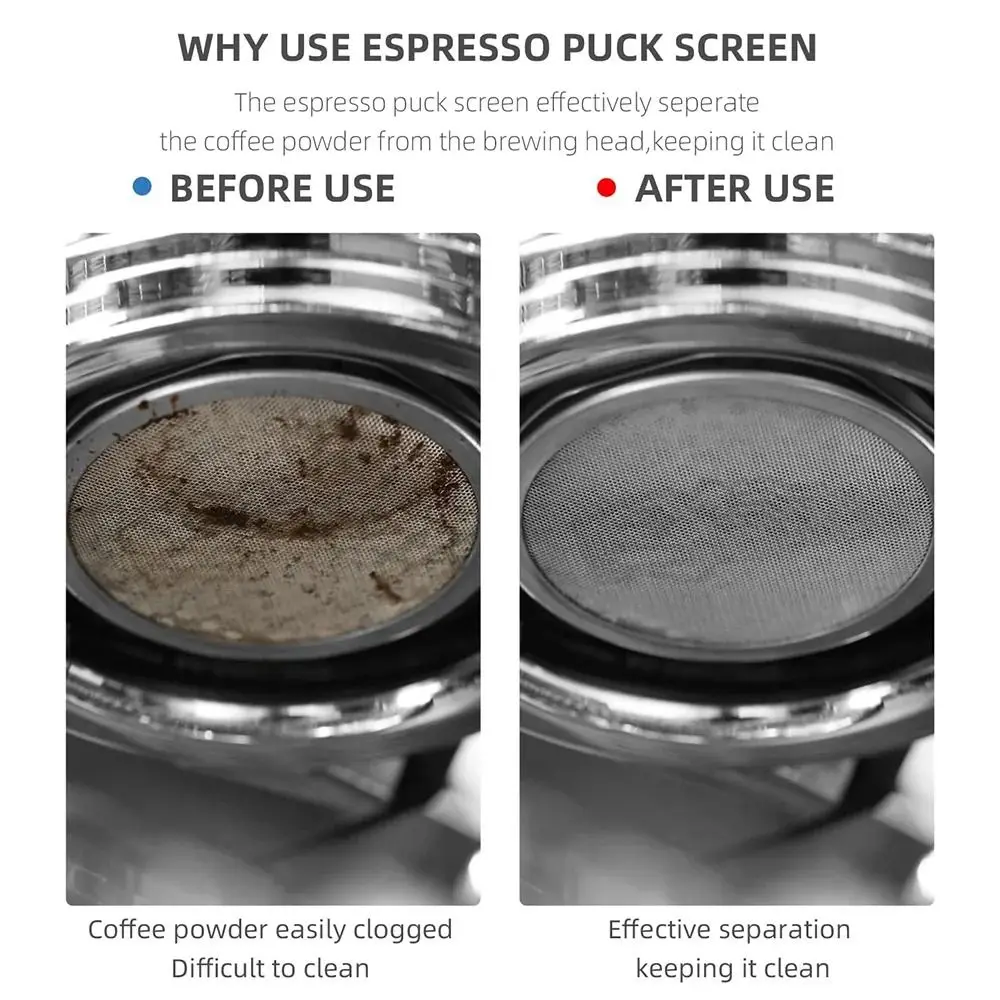 51/53/58mm Coffee Filter Screen Heat Mesh Screen Portafilter Barista Coffee Making Puck Screen for Portafilter Basket