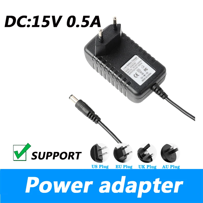 DC 15V 500MA Power Adapter 15V 0.5A Charger LED Light Strip UK Plug AU Plug 5.5*2.1MM Power Supply