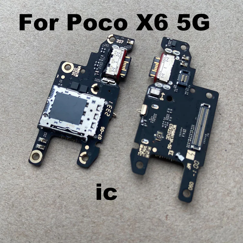 For Xiaomi Poco X6 5G USB Charging Dock Port Mic Microphone Connector Fast Board Flex Cable Repair Parts Global With IC