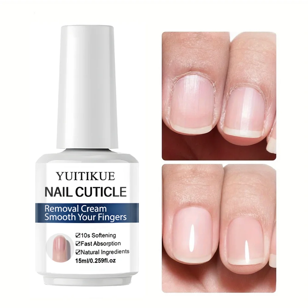 YUITIKUE Removedor de cutículas de 10 segundos 15 ml: suavizante y absorción rápida, cuidado natural para uñas más saludables, manicura y pedicura