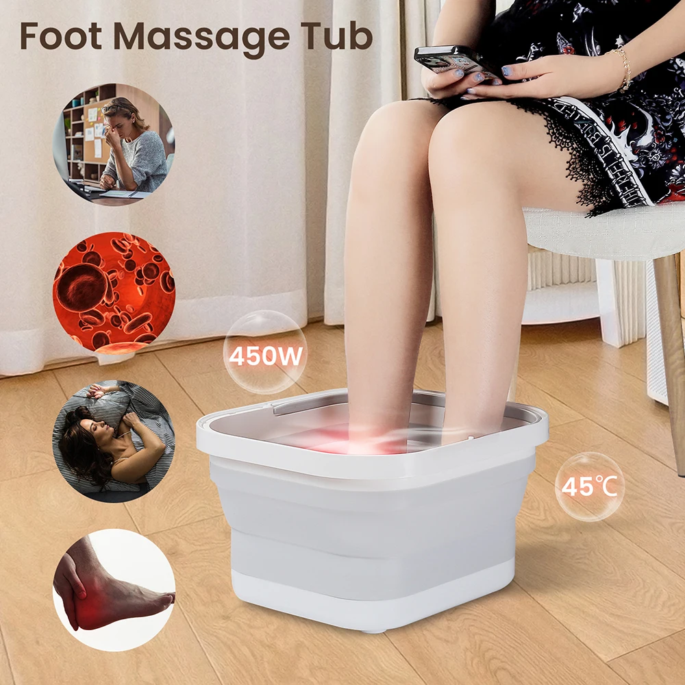 

Portable Thermostatic Foot Massage Tub Foldable Plus Tropical Automatic Foot Bath Tub For Home To Promote Blood Circulatio