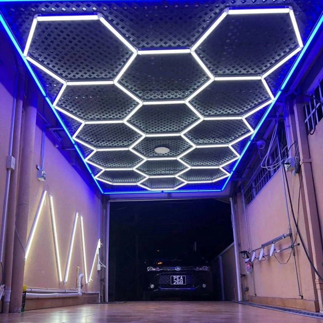 Hexagon Led Light Garage Light Honeycomb Led Lamp 110V-240V Led Tube Ceiling Lights For Auto Car Body Repair Led Workshop