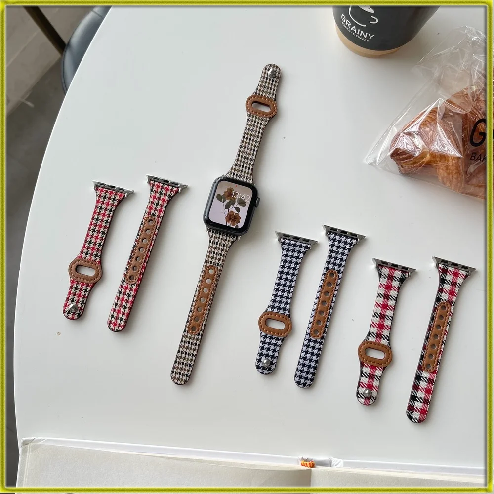 

Браслет для часов, новый ремешок для часов Apple Watch iwatch 1/2/3/4/5/6/7, холст, кожаный ремешок для часов iwatch7123456