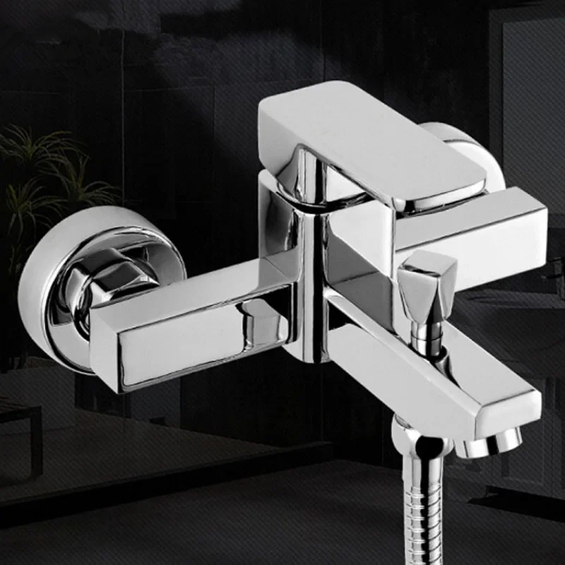 Wall Mounted Bathroom Faucet Valve 2-Function Outlet Zinc Alloy Triple Bathtub Valve Shower Tap Single Handle Cold Hot Water Tap