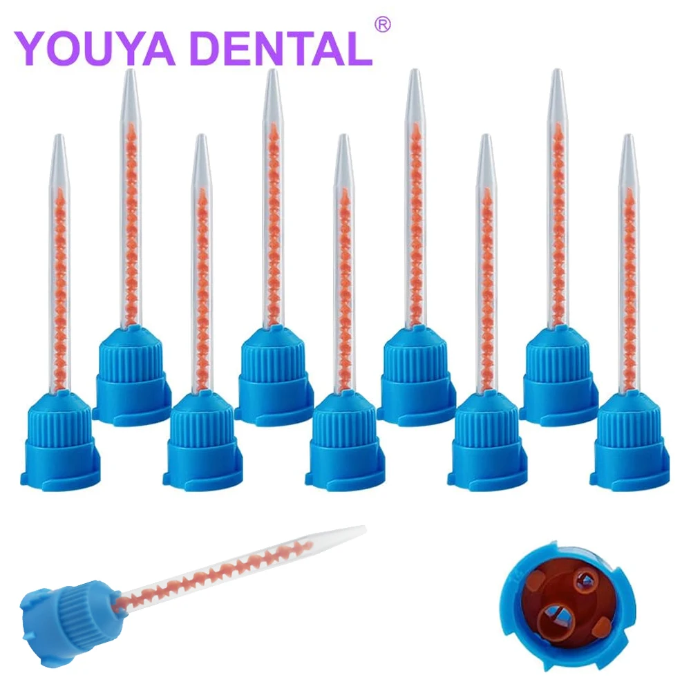 

50Pcs 10:1 Dental Material Silicone Rubber Gun Conveying Mixing Head Dentistry Disposable Impression Silicone Rubber Mixing Tips