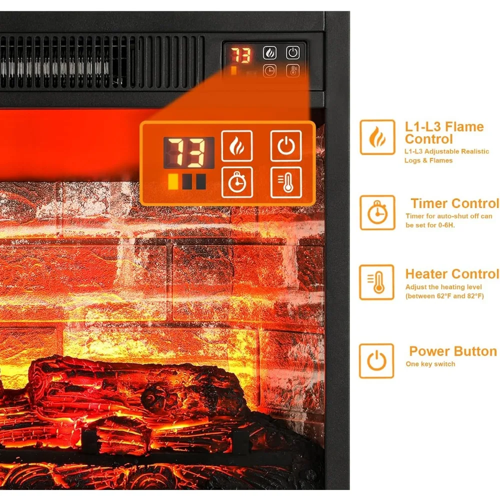حامل تلفزيون حديث 72 مدفأة كهربائية، مركز ترفيهي مع مساحة تخزين لأجهزة التلفاز حتى 80