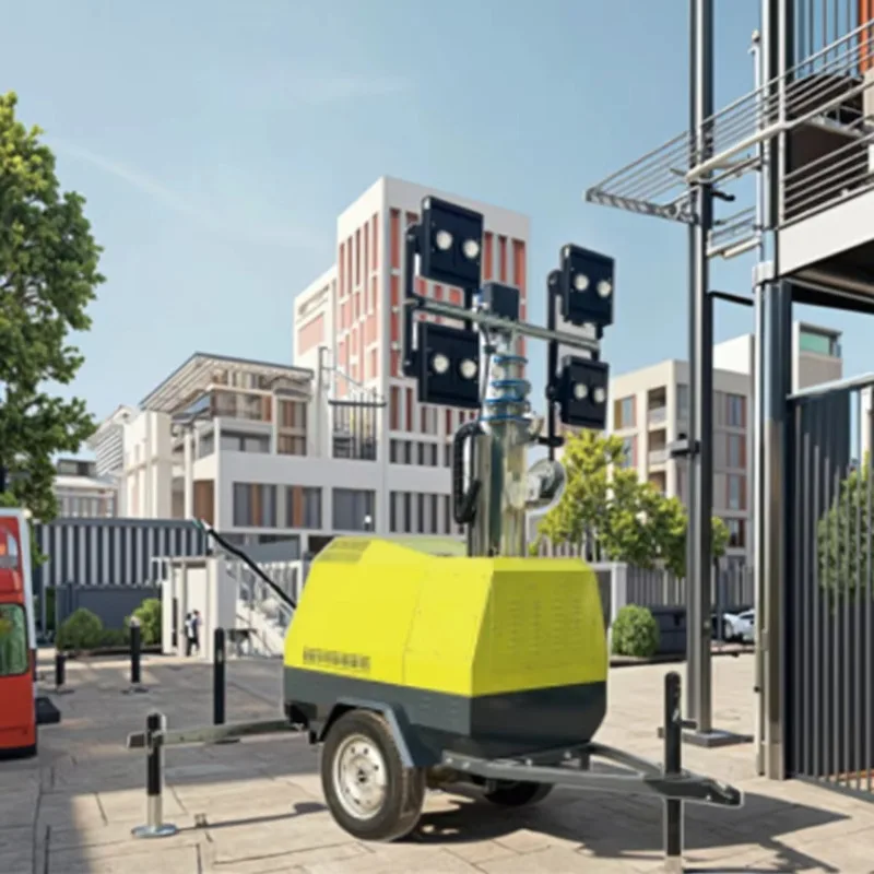 Heavy Duty Towable Light Tower with Telescopic Mast LED Lamps for Mining and Construction Work