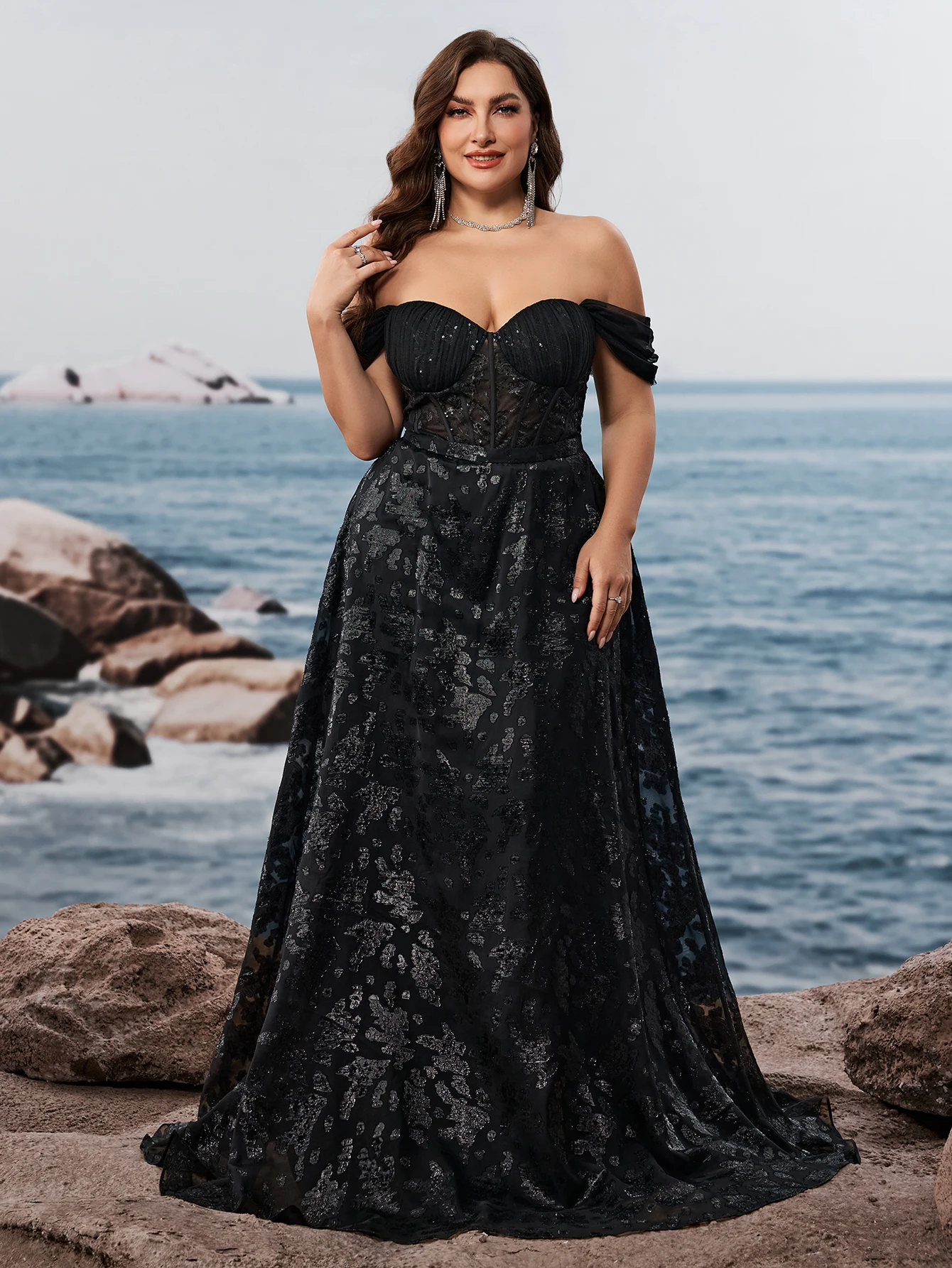 Plus Size Luxury Sleeveless V-neck Sequins Formal Evening Dresses Women Elegant Mermaid Party Maxi Prom Arabia Cocktail Gowns