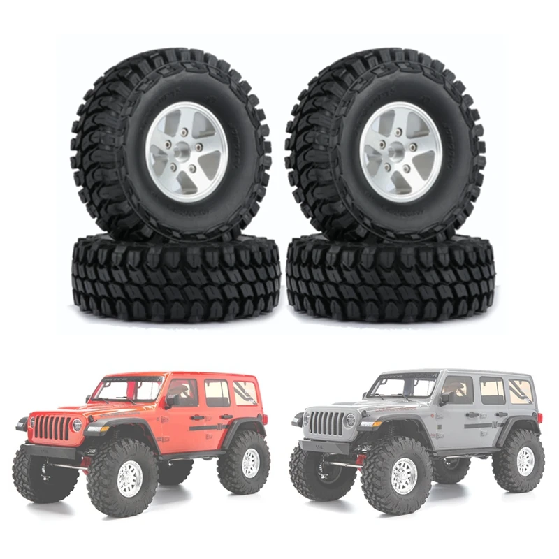 4Pcs 110Mm Metal 1.9 Beadlock Wheel Rim Rubber Tire Set For 1/10 RC Crawler Car Axial SCX10 Traxxas TRX4 D90 Redcat