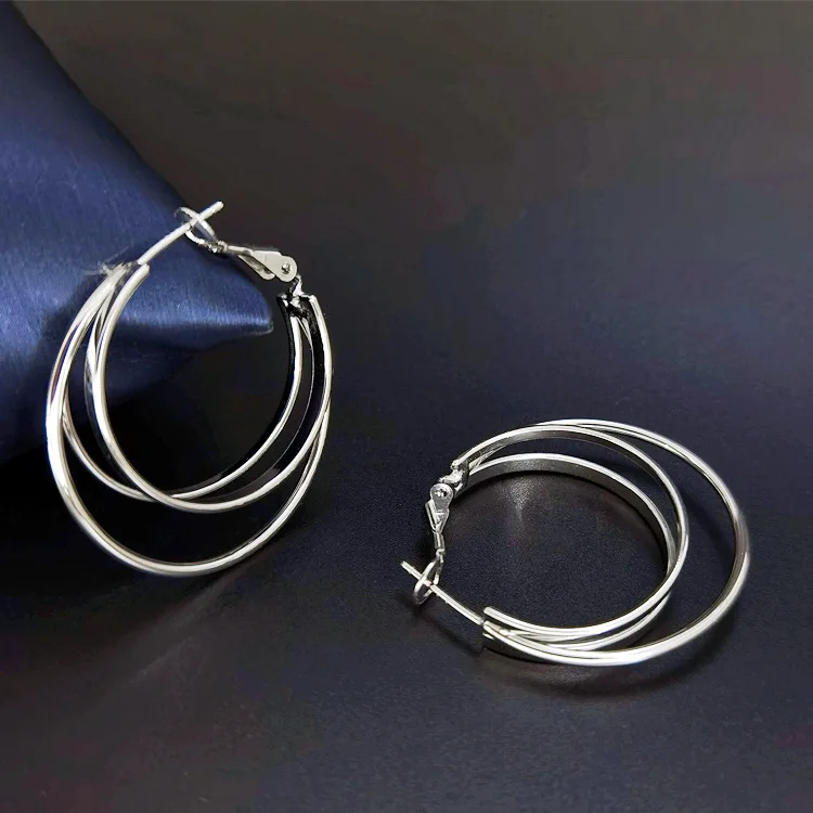 Stylish and Exaggerated S925 Silver Hoop Earrings, Perfect Earrings Accessories Gift for Women