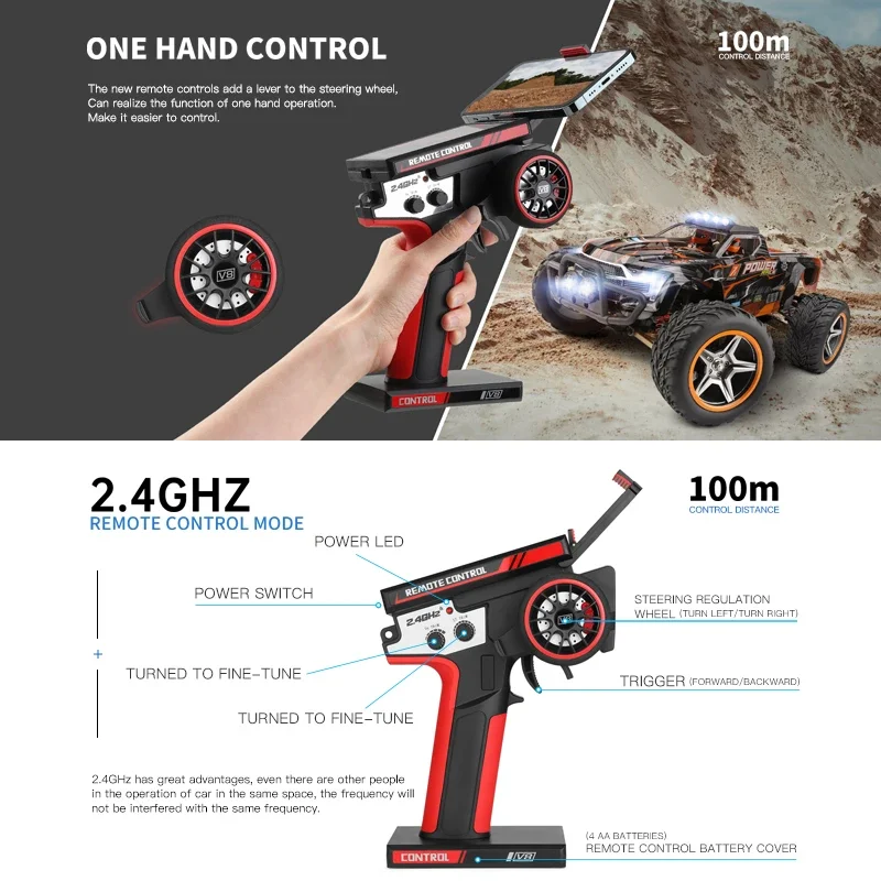 WLtoys 104016 104018 1/10 Rc Cars 4x4 Remote Control Cart 55KM/H Off-Road Profeesional Alloy Children Toys Rc Cars for Adults