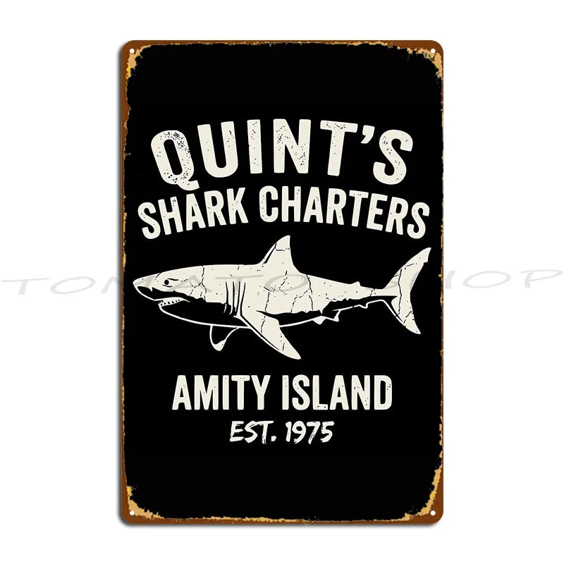 Vintage Amity Island Shark Charters Metal Plaque Club Wall Decor Rusty Decoration Create Tin Sign Poster