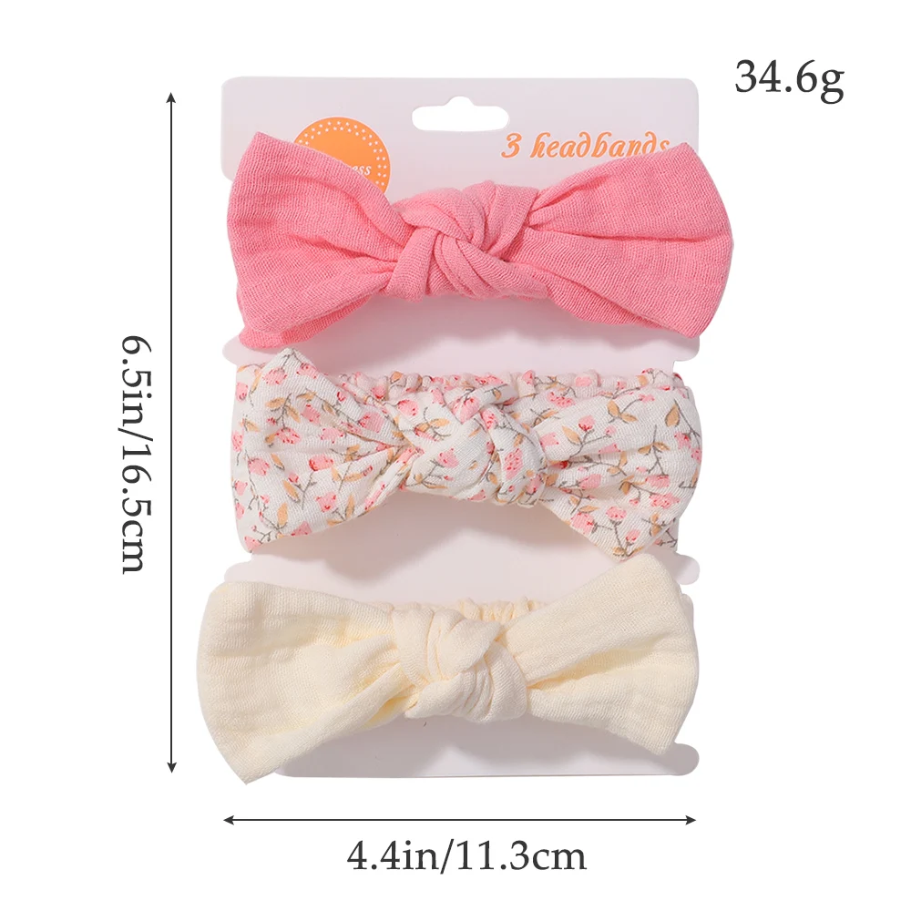 3 pièces/ensemble doux élastique arcs bandeau pour bébés filles nouveau-né nœud papillon chapeaux enfant en bas âge pansement ruban imprimé cheveux accessoires