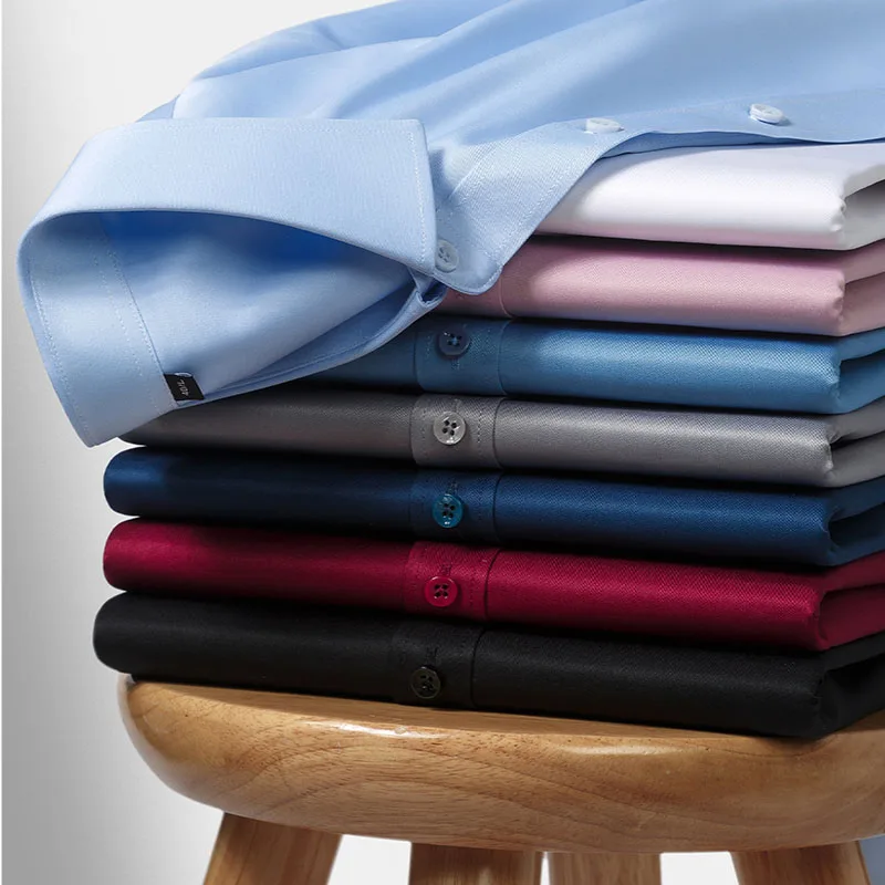 جديد الصلبة ثلاثة واقية فستان بكم طويل قمصان للرجال سليم صالح الأعمال الاجتماعية الرسمية بلوزة الذكور عمال الأساسية قمصان عادية #6