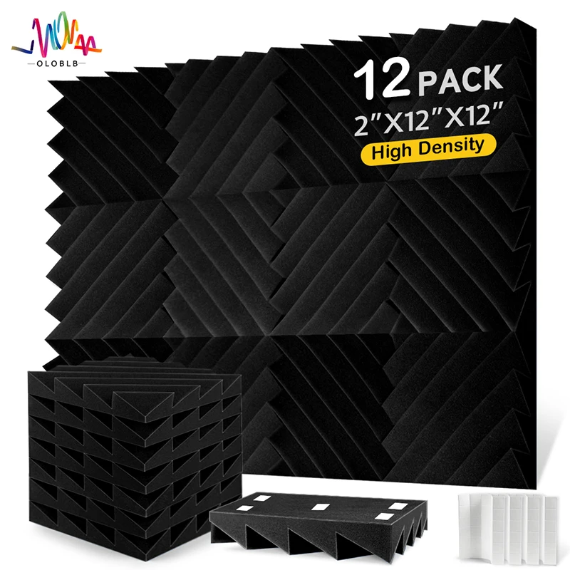 

Acoustic Foam Wedge 12 Pcs, Diamond Groove High Density Foam Sound Isolation Panels, For Wall Sound Insulation Room Decoration