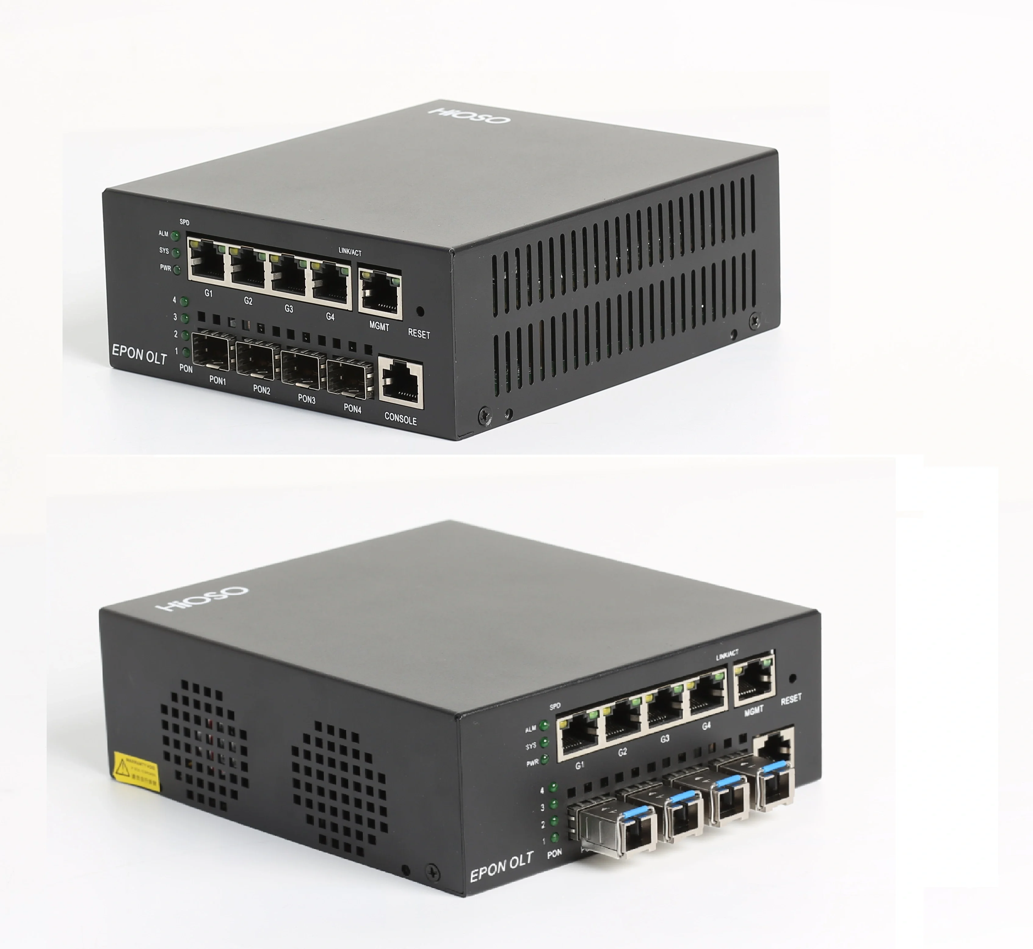 HIOSO MINI OLT EPon olt 4Ports 1:64 FTTH Fiber optic equipment  DC12V WEB SNMP CLI 256 Users 4 1000M  Rj45 compatible HUWEI ZTE - view 2