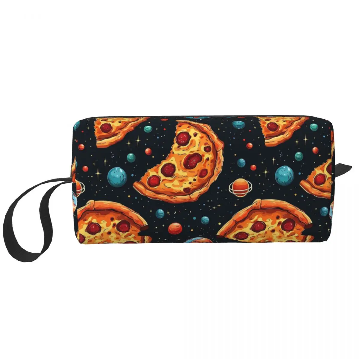 Pizza In Space Pattern Cosmic Foodie Design Whimsical Pizza Lover's Artwork Pencil Case Pen Bags Pen Box Pencil Pouch Makeup Bag