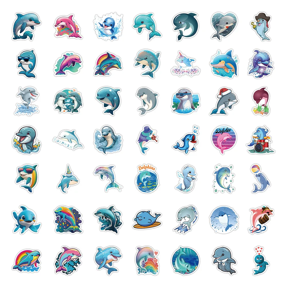 

50PCS Dolphin Animal Cute Fun Decorative Stickers Doodle Decals Children's Toys Gifts DIY Book Bicycle Laptop Scrapbook
