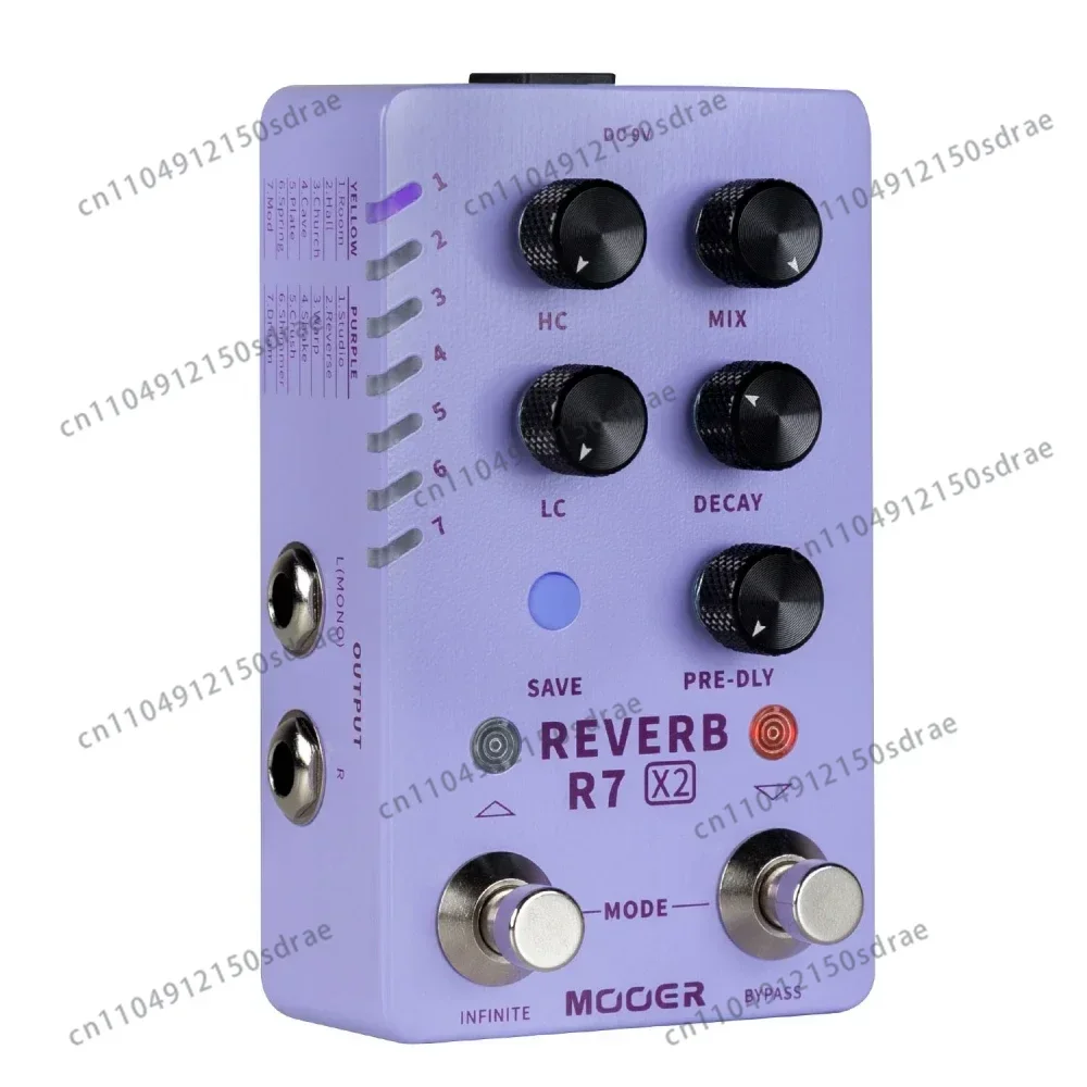 Mooer R7 Reverb X2 Pedal 14 Stereo Reverb Effects Atmosphere/Spring/Hall/Room with Infinite Function Rever Guitar Pedal