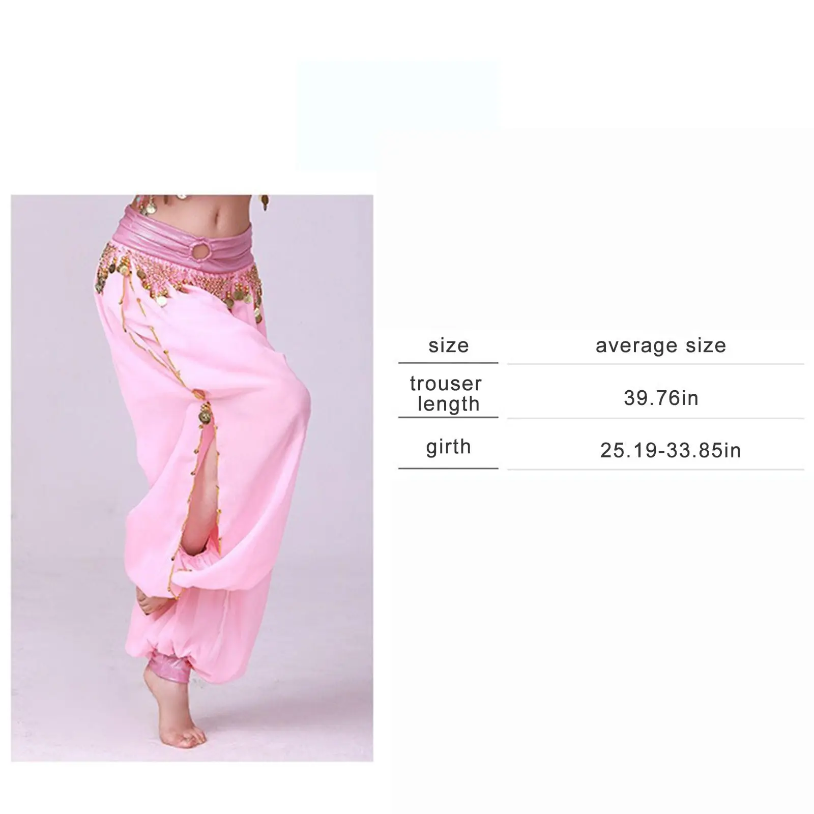 Chiffon Belly Dance Harem Pants Women Tribal Arabic Halloween Dance Performance Trousers Gold Trim Tassels Bellydance Costume