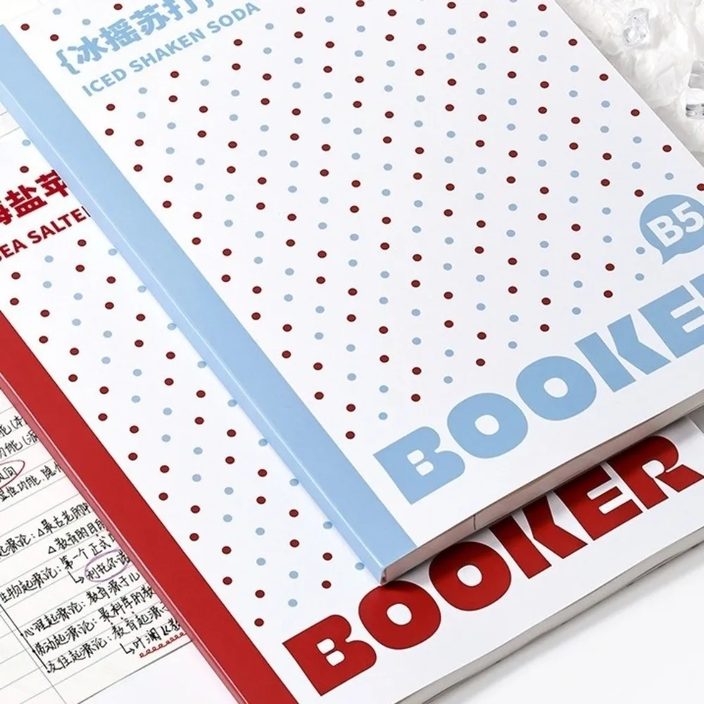 2 pcs/set Polka Dot B5 Loose Leaf Notebook Thin Soft Cover Horizontal Line Inner Page Lined Journal 60 Sheets Lightweight