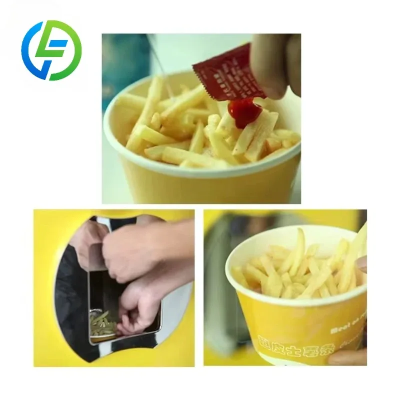 Customize Intelligent Touch Screen French Fries Vending Machine Coin Banknote Credit Card Payment