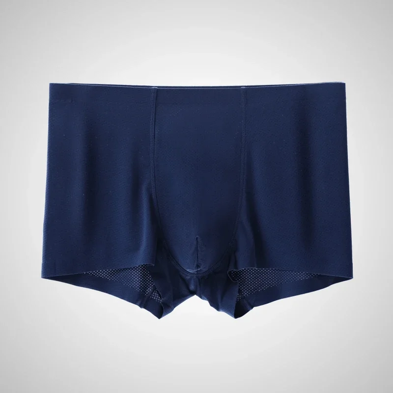 Spurlose Herrenunterwäsche Boxershorts Atmungsaktive Shorts Eisseide Sommer Herren-Boxershorts Trendige Dünne Doppelschicht