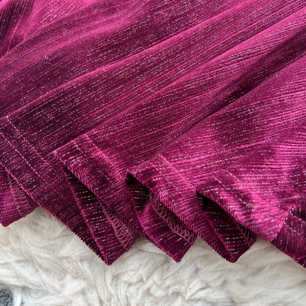 Sexy long sleeve V-neck slim glitter dress vintage Elegant Women Party korean fashion fairycore dresses