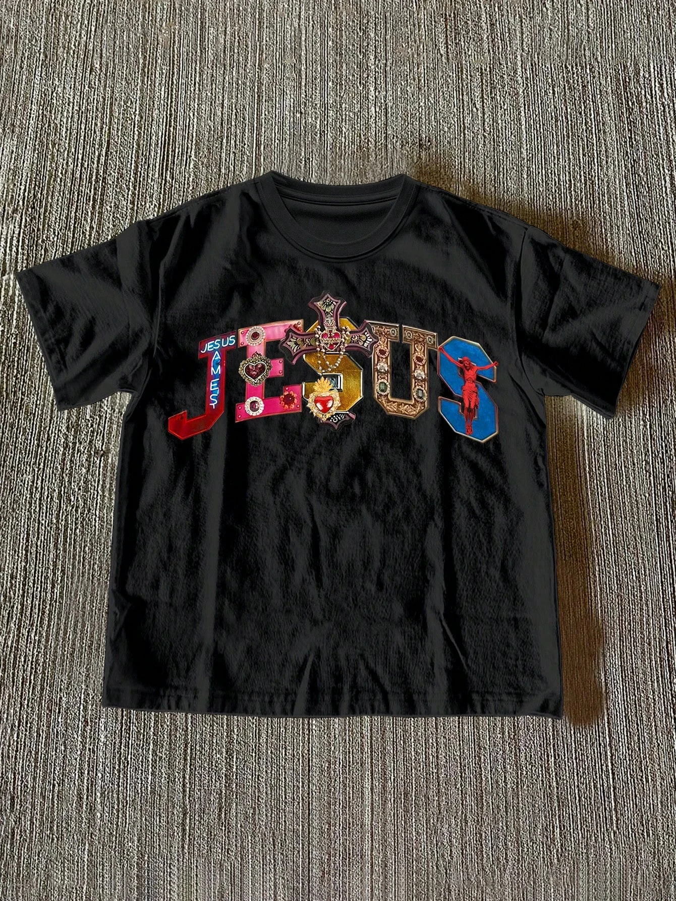 الرجال الإيمان الديني متعدد الألوان الصليب ويسوع النص الجرافيك المطبوعة تي شيرت الرجال الملابس الجرافيك تي شيرت المتضخم للجنسين #1