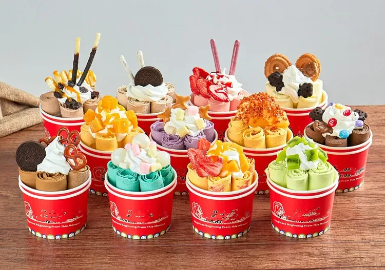 Simulation ice cream model fried yogurt model yogurt roll fake fried ice cream fake fruit fried ice cream roll model